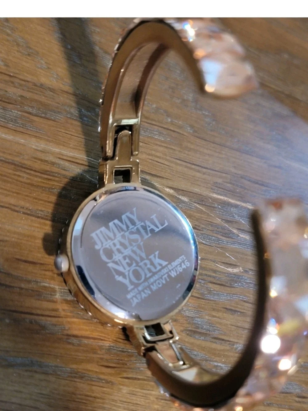 Crystal-Trim Gold Women's Watch with Mother-of-Pearl Dial